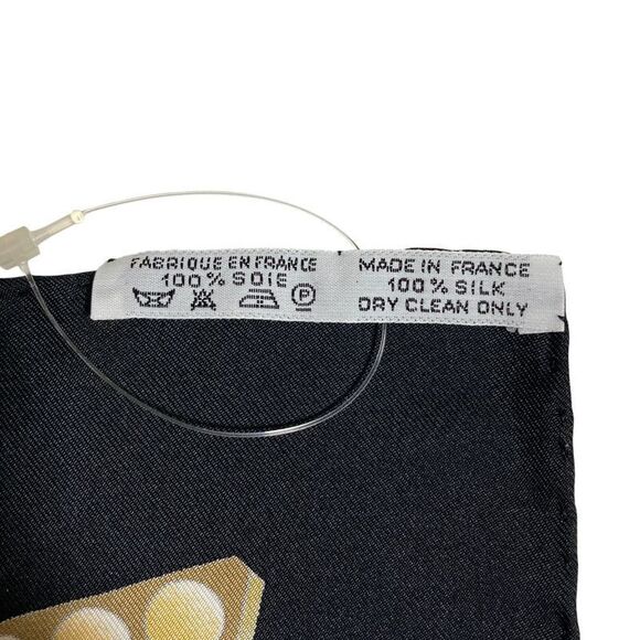 Hermes Kare90 L’OR DES Chefs Chiefs’ Gold Silk Scarf Black Ladies Used - Picture 7 of 7